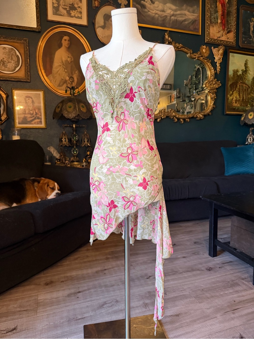 Y2K Hot Kiss Floral Asymmetrical Handkerchief Hem Dress - Picture 3 of 11